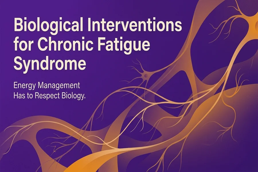 Biological Interventions for Chronic Fatigue Syndrome - Recalibrate blog cover illustration.
