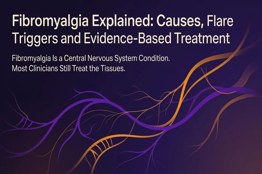 Fibromyalgia Explained: Causes, Flare Triggers and Evidence-Based Treatment - Recalibrate blog cover illustration.