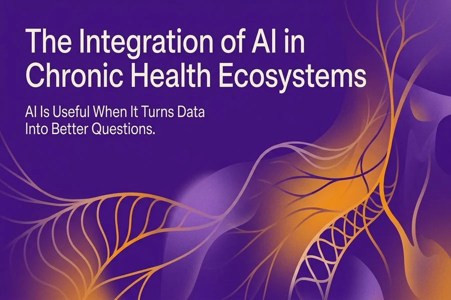 The Integration of AI in Chronic Health Ecosystems - Recalibrate blog cover illustration.