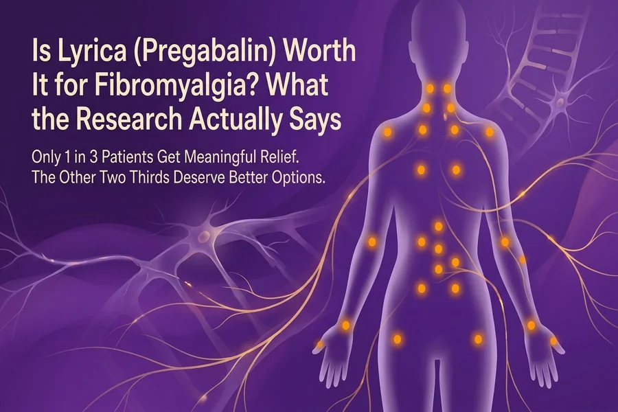 Is Lyrica (Pregabalin) Worth It for Fibromyalgia? What the Research Actually Says - Recalibrate blog cover illustration.