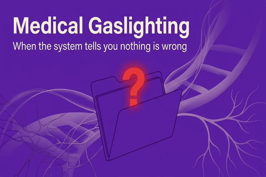 Medical Gaslighting in Chronic Illness, Recalibrate blog cover illustration.