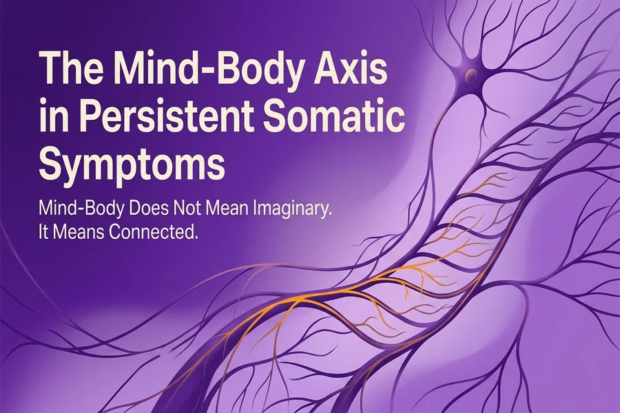 The Mind-Body Axis in Persistent Somatic Symptoms - Recalibrate blog cover illustration.