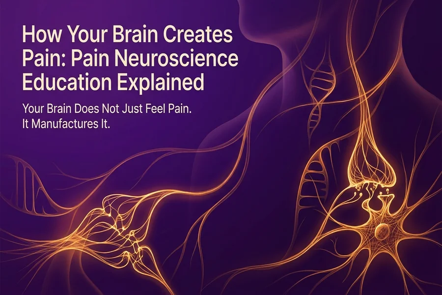 How Your Brain Creates Pain: Pain Neuroscience Education Explained - Recalibrate blog cover illustration.