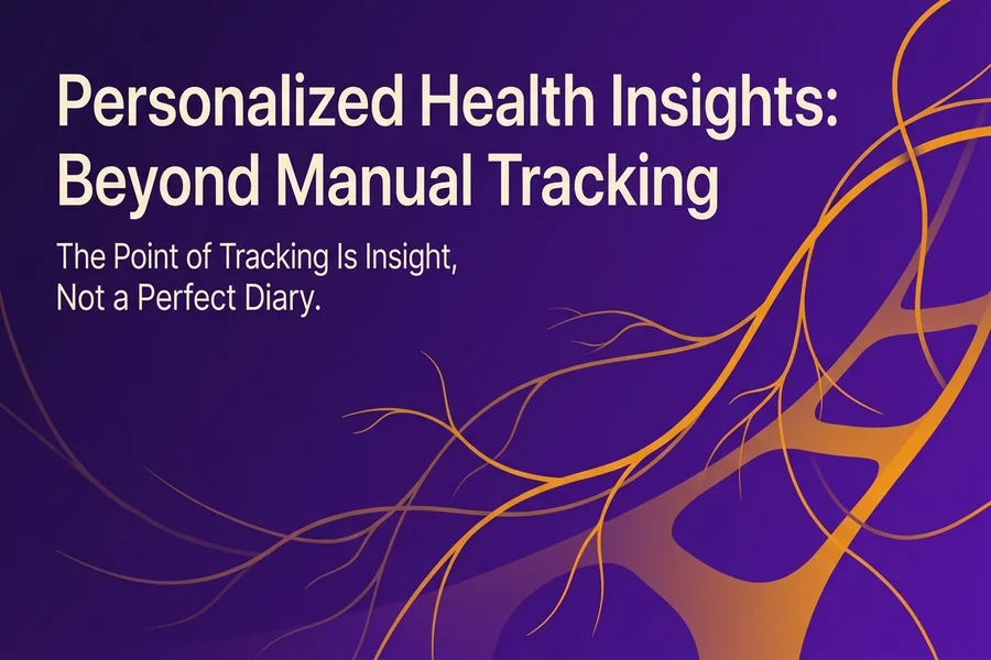 Personalized Health Insights: Beyond Manual Tracking - Recalibrate blog cover illustration.