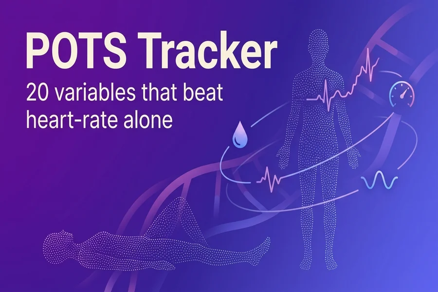 POTS Tracker, Recalibrate blog cover illustration of postural orthostatic tachycardia monitoring.