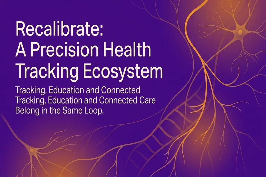 Recalibrate: A Precision Health Tracking Ecosystem - Recalibrate blog cover illustration.