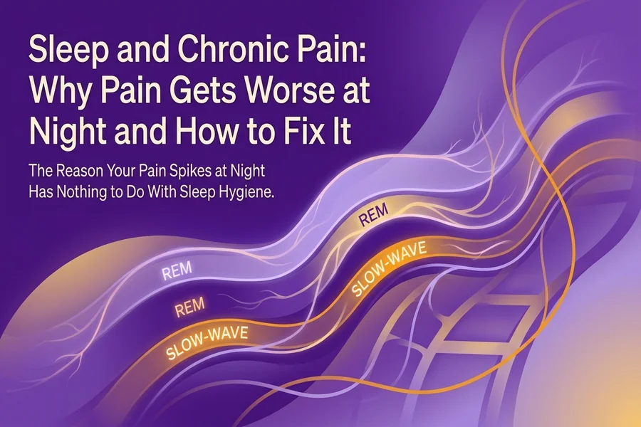 Sleep and Chronic Pain: Why Pain Gets Worse at Night and How to Fix It - Recalibrate blog cover illustration.