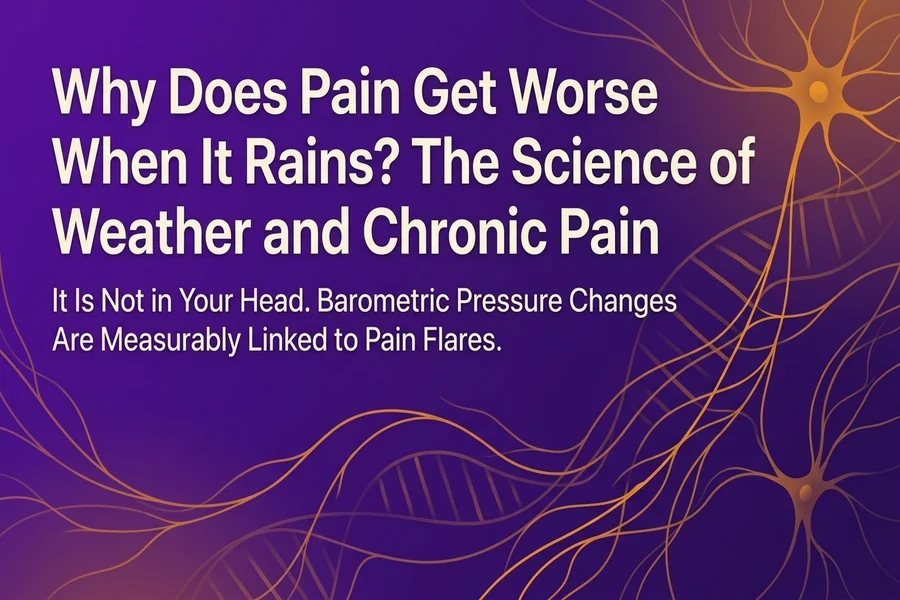 Why Does Pain Get Worse When It Rains? The Science of Weather and Chronic Pain - Recalibrate blog cover illustration.